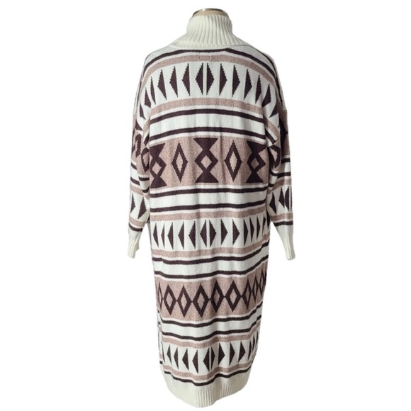 JOIE Aztec Tan Brown Long Sleeve Open Front Duster Sweater Cardigan Small - Picture 5 of 16